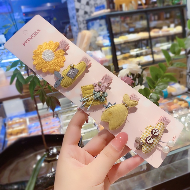 Set 5 Kẹp Tóc Hình Bông Hoa Dễ Thương Cho Bé Gái