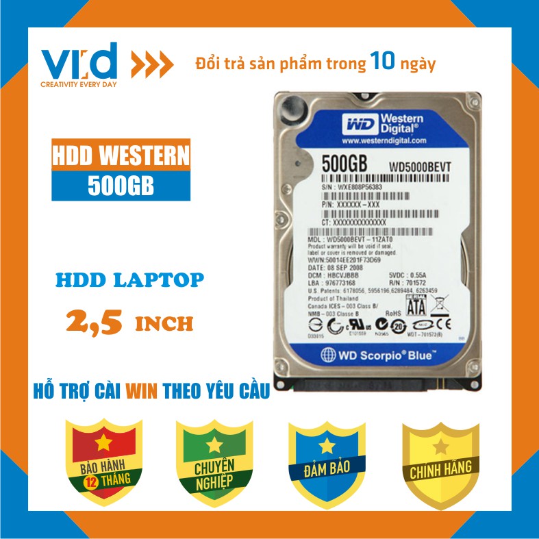 Ổ cứng HDD 2,5" (Laptop) 500GB, 32GB, 250GB, Western, Seagate, Hitachi, Toshiba - Hàng tháo máy-Bảo hành 12T!!!