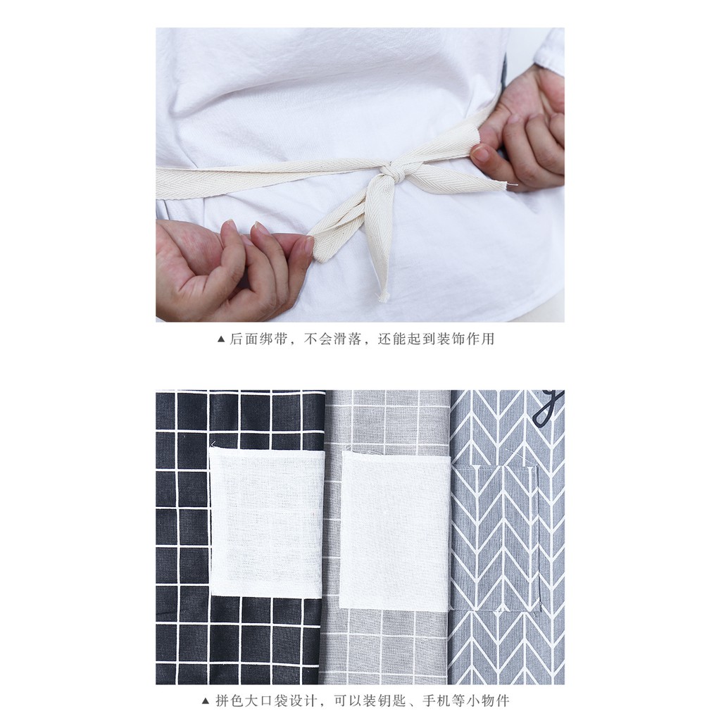 Tạp Dề Cotton Kẻ Sọc Caro Thời Trang Hàn Quốc 84g Pr14