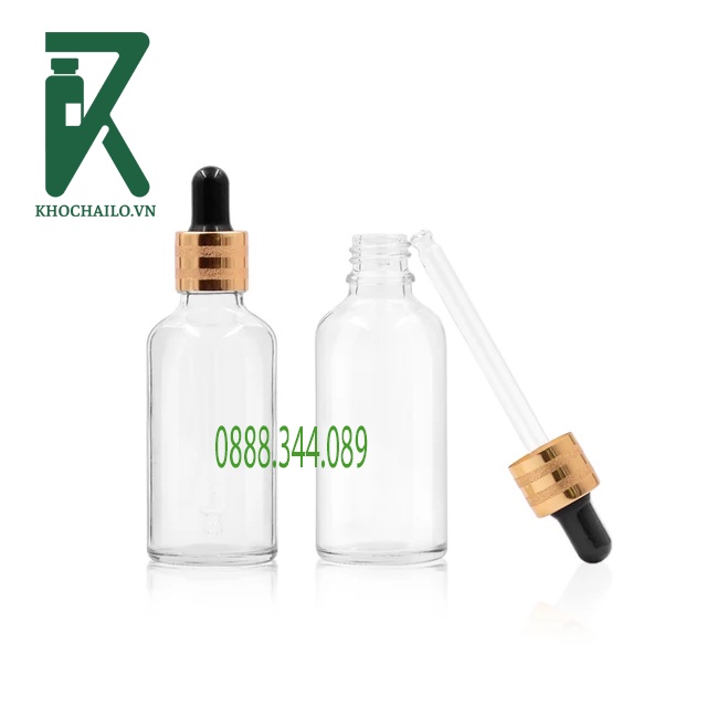 Chai thủy tinh,trắng trong khoen vàng 3 vân cao câp 5ml,10ml,15ml,20ml,30ml,50ml,100ml