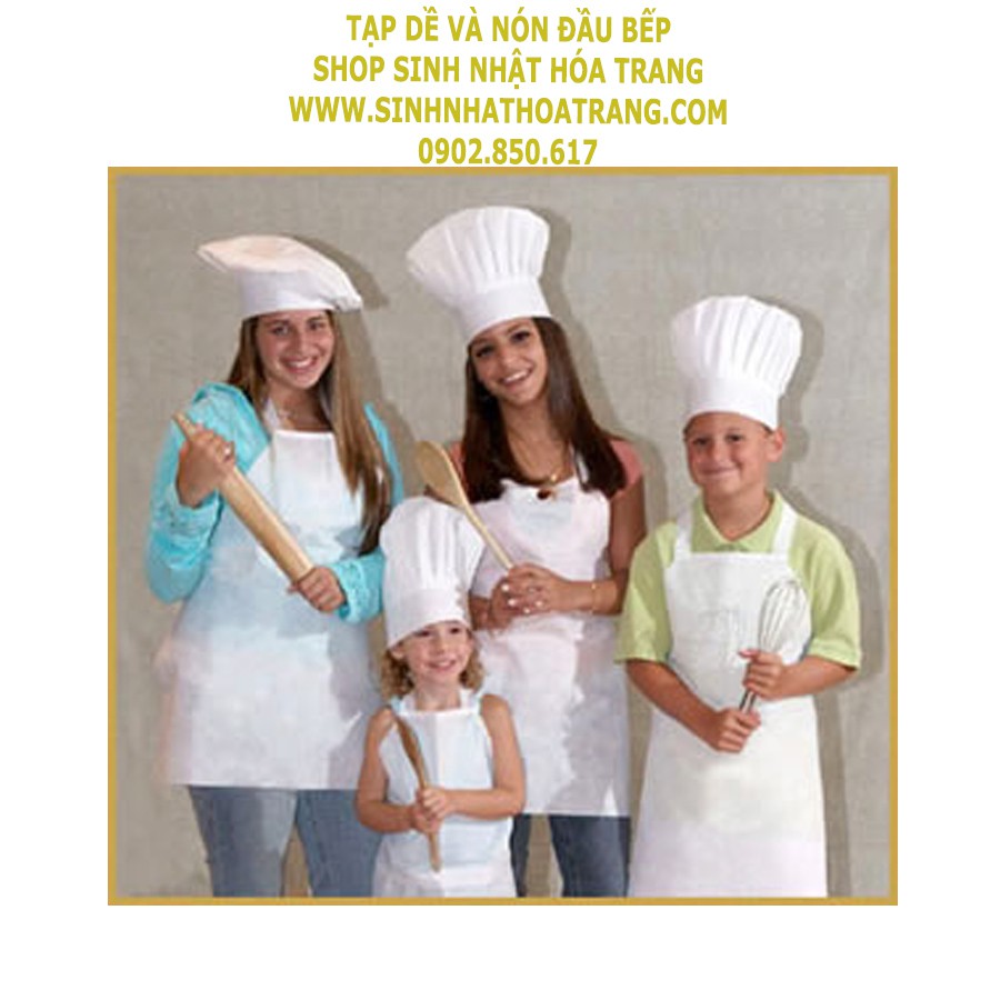 tạp dề và nón đầu bếp