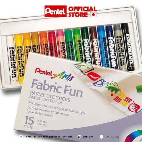 Bộ 15 Màu Sáp Vẽ Lên Vải Pentel PTS-15 | An Toàn Không Độc Hại | Pentel Arts Fabric Fun PTS15