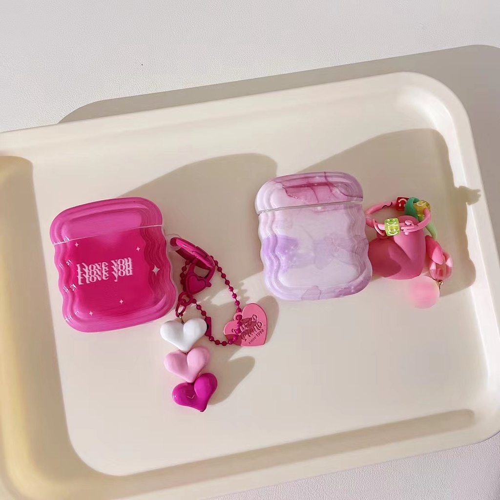 Vỏ Bảo Vệ Hộp Sạc Tai Nghe Bluetooth airpods 1 2 pro Bằng tpu Mềm Họa Tiết Hoa Hồng Gợn Sóng Dễ Thương Mới