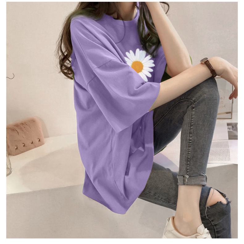 NRVP Áo thun tay ngắn dáng rộng mùa hè 2020 in họa tiết xinh xắn cho nữ