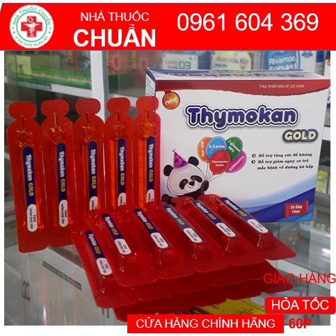 Thymokan Gold - Tăng Sức Đề Kháng, Giảm Nguy Cơ Mắc Bệnh Về Đường Hô Hấp - Hộp 20 ống x 10ml
