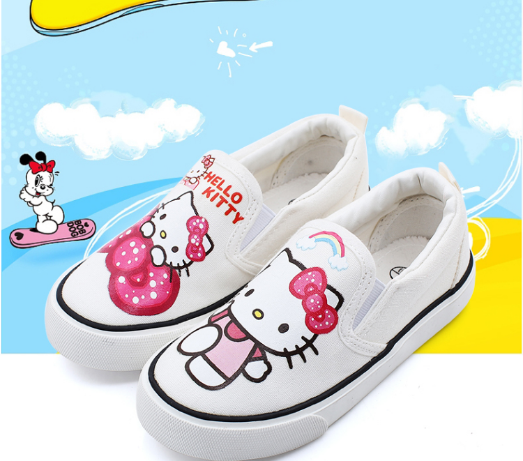 Giày Canvas In Hình Hello Kitty Dễ Thương Cho Bé