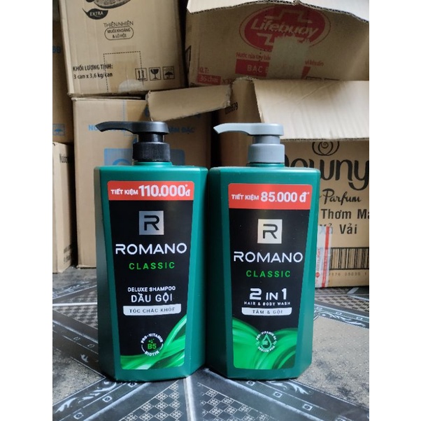 Dầu tắm gội 2in1 nam Romano classic 900ml