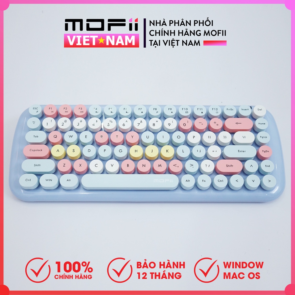 Combo bàn phím và chuột không dây Mofii Candy Mixed chính hãng màu xanh tím