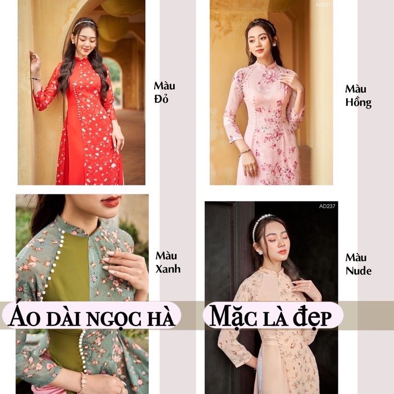 Áo Dài Truyền Thống 4 Tà Hoa Nhí