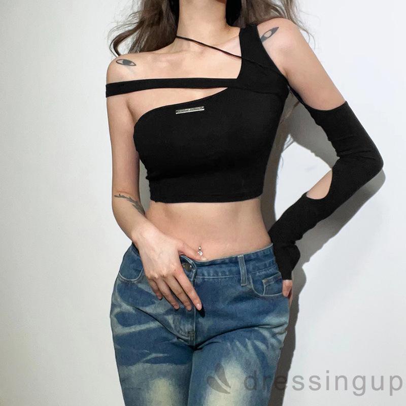 Áo Croptop Tay Dài Thiết Kế Hở Lưng Quyến Rũ