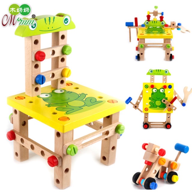 Chính hãng - Bộ lắp ráp ghế gỗ đa năng đồ chơi dành cho bé