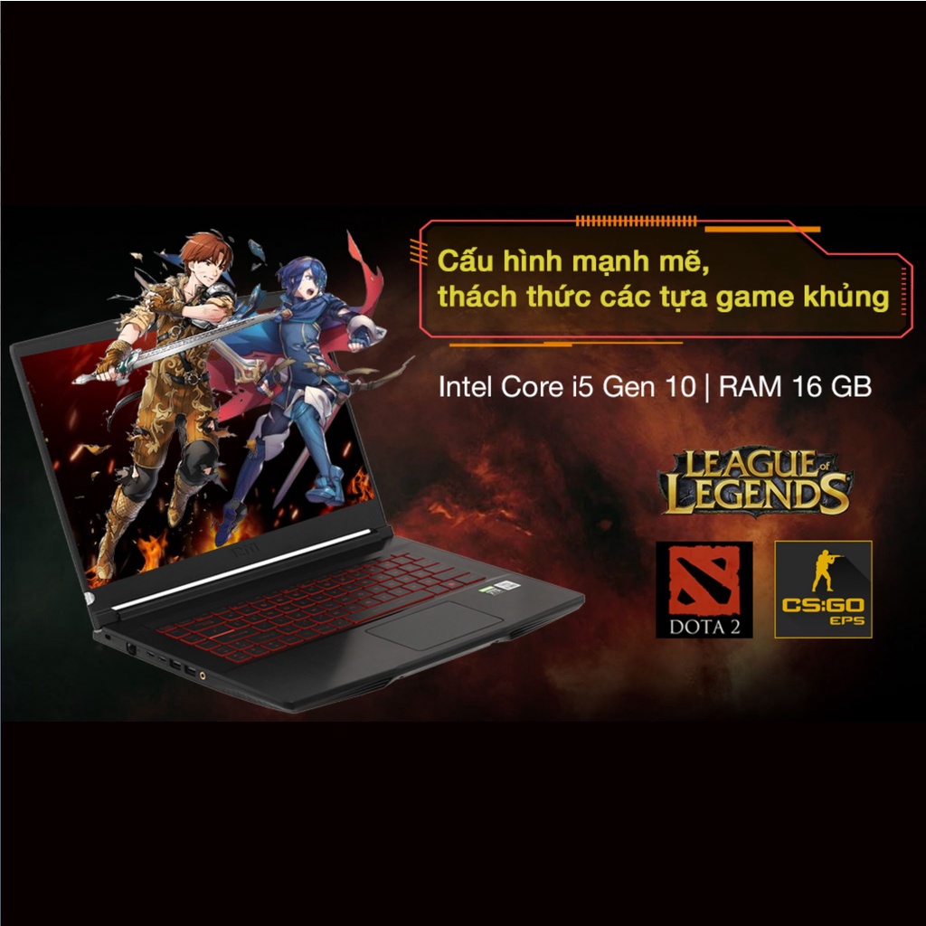 Laptop Gaming MSI GF63 Thin 10SC 468VN, Thiết Kế Đặc Trưng Gaming Với Sắc Đen Truyền Thống | BigBuy360 - bigbuy360.vn