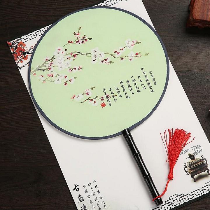 (52k) Quạt tròn cổ trang dây tuyến vải lụa quà tặng xinh xắn cosplay