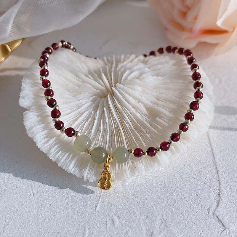 [Hàng Mới Về] Lắc Chân Đính Ngọc Bích Nhân Tạo Thương Hiệu Garnet Hetian Cho Nữ