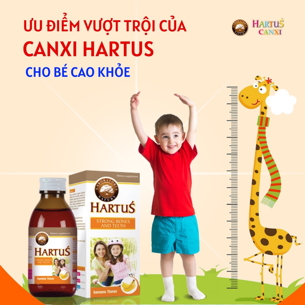 Canxi Hartus nhập khẩu Châu Âu, bổ sung Canxi, vitamin K+D3, phát triển chiều cao tối đa.