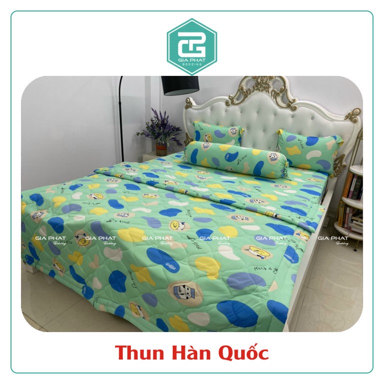 Bộ ga gối Thun Lạnh Hàn Quốc { 4 Món } họa tiết Bò Sữa ( 1 ga bọc + 2 vỏ gối nằm + 1 vỏ gối ôm )
