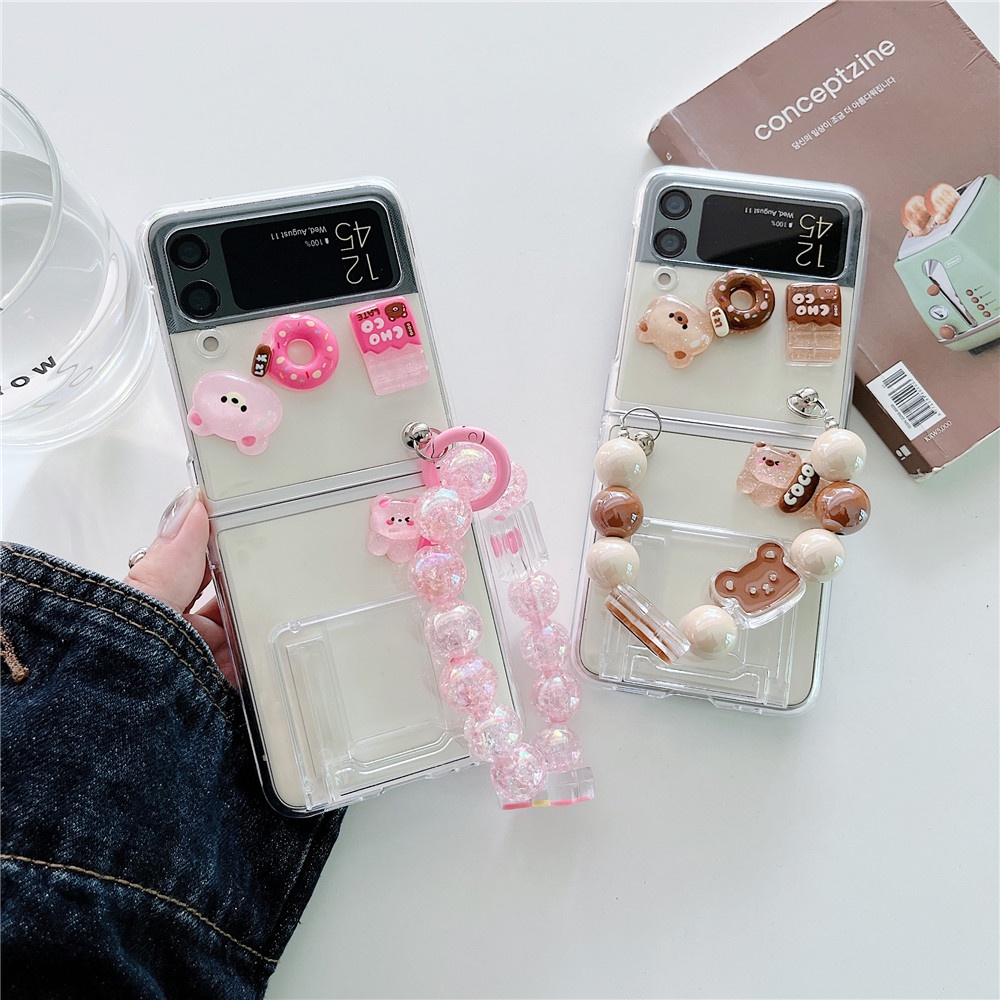 Ốp Điện Thoại Cứng Chống Sốc Hình Gấu Pha Lê Cho Samsung Galaxy Z Flip 4 Z Flip 3 5G