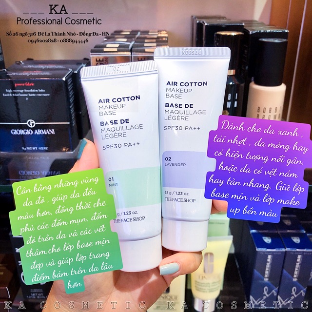 Kem lót đều màu da Makeup Base Air Cotton The Face Shop