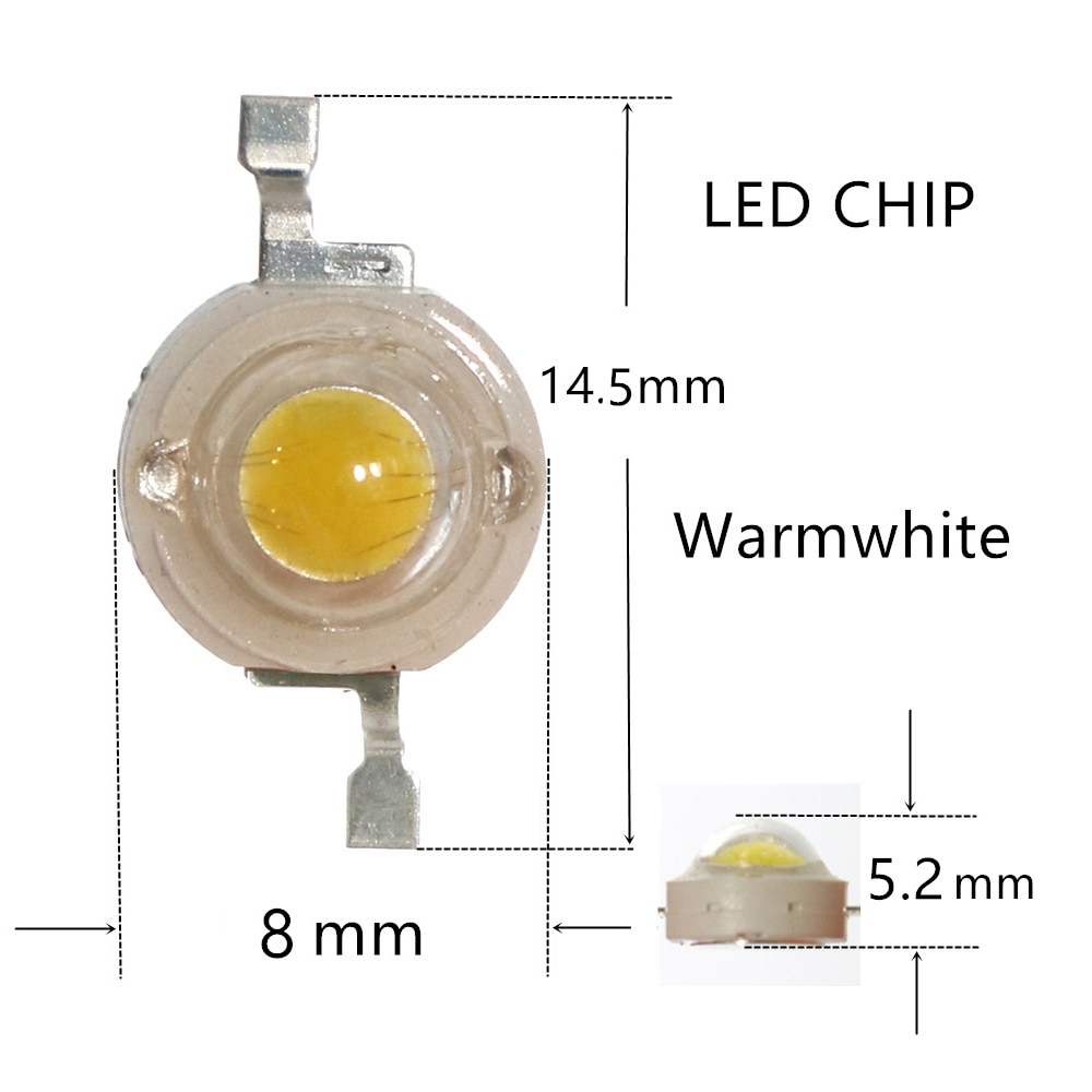 Chip Đèn LED Diode Chiếu Sáng Ánh Sáng Trắng Ấm Công Suất Cao 1W 3W 5W DC 3.2-3.6V