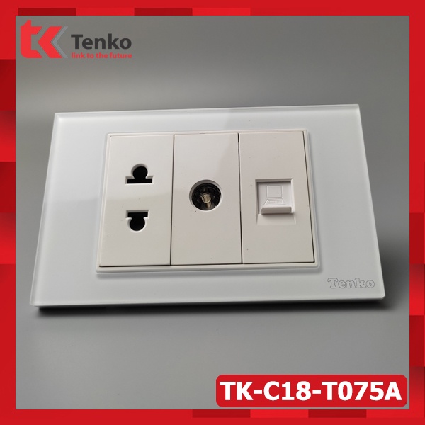 [Giá Sỉ C18]Ổ Cắm TV và Mạng LAN(RJ45) Mặt Kính Cường Lực TENKO TK-C18-075A Thương Hiệu Nhật