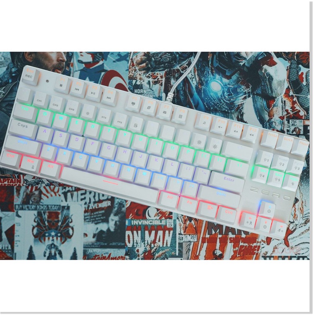 BÀN PHÍM CƠ METOO ZERO TKL TRẮNG LED RAINBOW