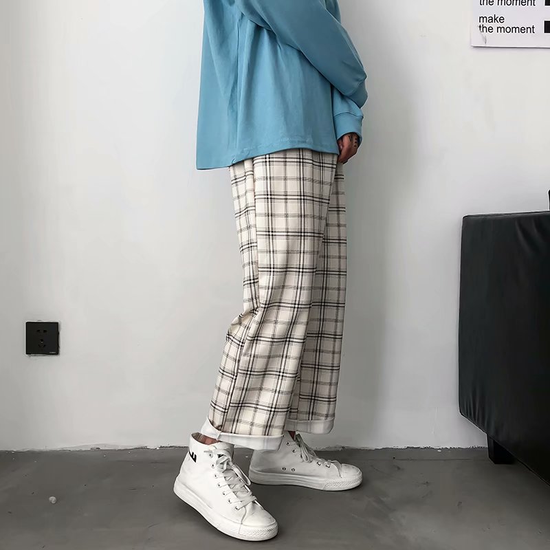 Korean Fashion Plaid Long Legs Long Pants 2021. Size M-3Xl