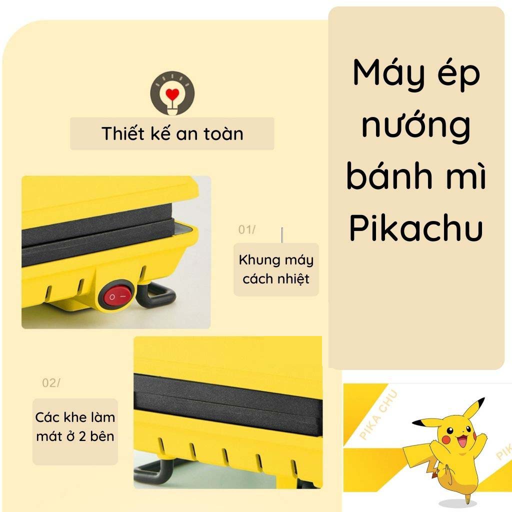 Máy Nướng Bánh Mì Sandwich Midea Pikachu Kẹp Waffle Kèm Khuôn Chống Dính Phân Phối Chính Hãng Bởi VikiHouse