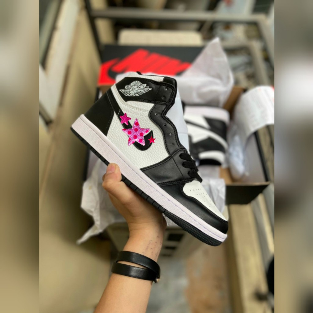 Giày Sneaker A.i.r Jordan Đen Trắng Cao Cấp Full Size Nam Nữ