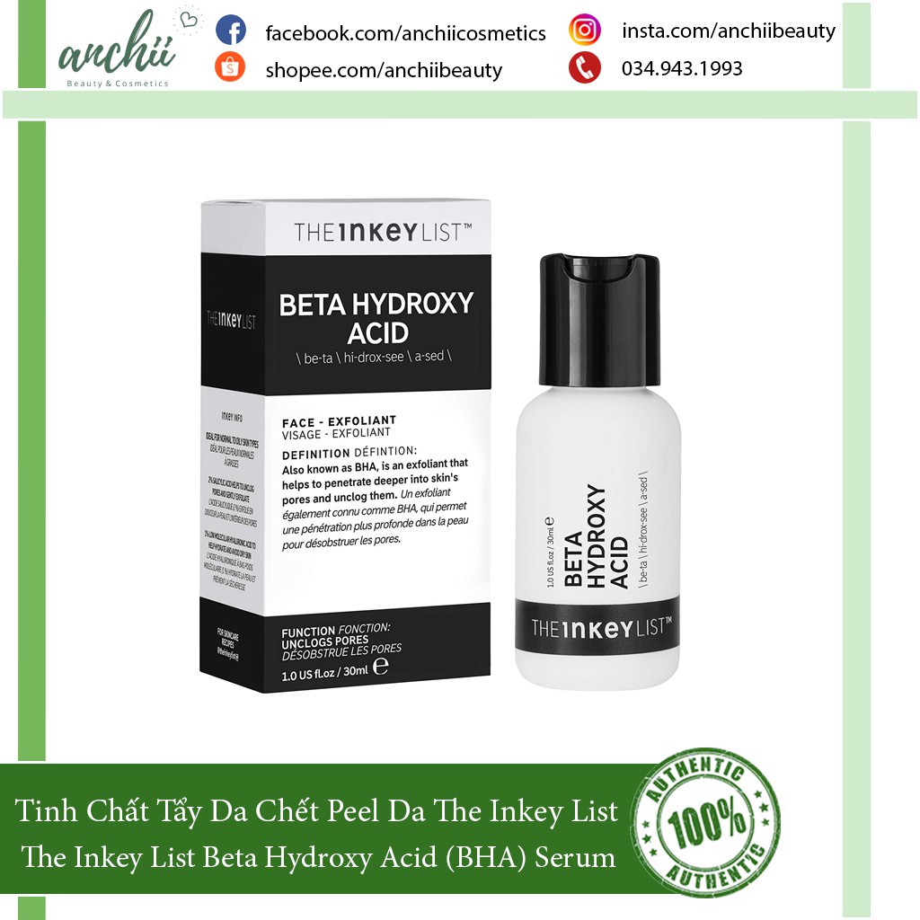 [TOP 1 UY TÍN] Tinh Chất Tẩy Da Chết The Inkey List Beta Hydroxy Acid (BHA) Serum