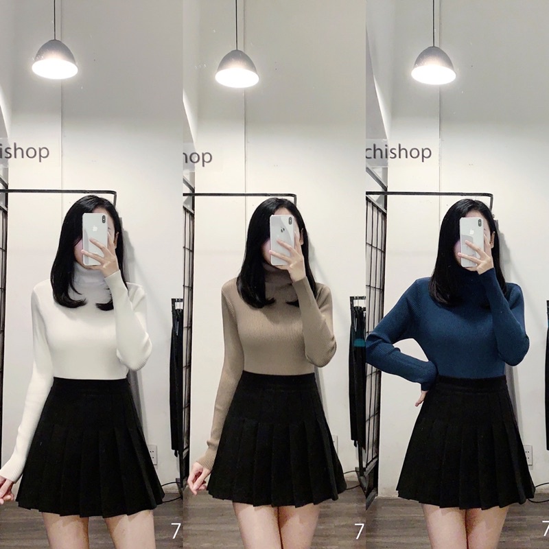 Áo len tăm cổ lọ freesize -76A24