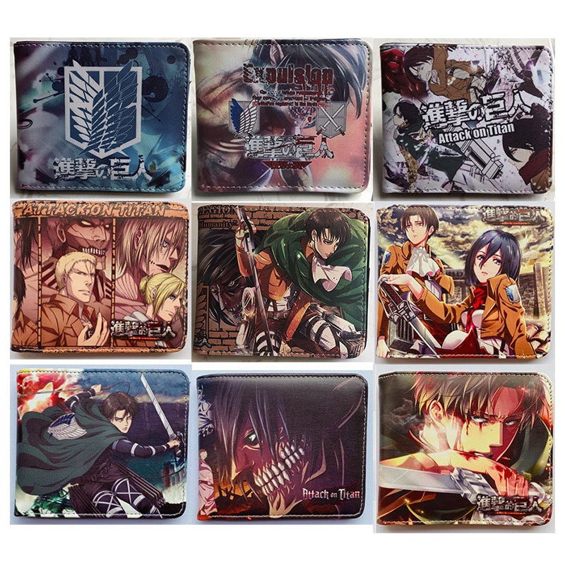 Ví Da PU Ngắn Dạng Gập In Hình Anime Attack on Titan