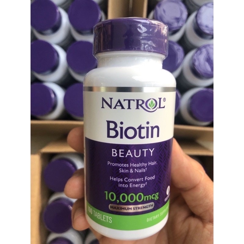 Viên Uống Hỗ Trợ Mọc Tóc Và Chống Rụng Tóc Natrol Biotin 10,000mcg Hộp 100 Viên