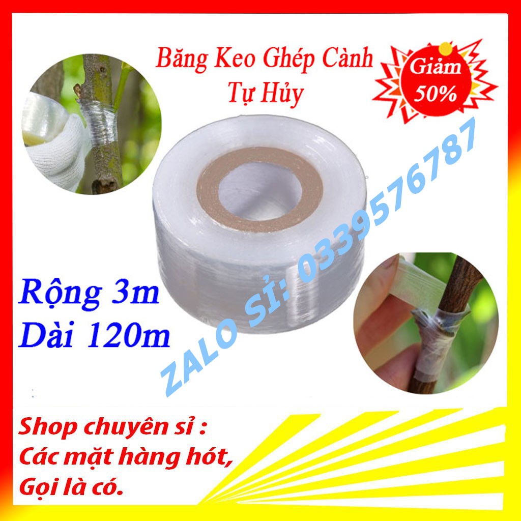 Băng dính ghép cây tự dính,tự hủy giúp bảo vệ mối ghép, băng ghép cây chuyên nghiệp (cuộn 3cm x 80m)