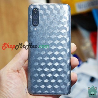 Skin Dán Mặt Sau Lưng Vân 3D Xiaomi Mi 9 - Mi 9 SE - Mi 9 Lite - Mi CC9 - Carbon, hình hộp, Nhám, Vân Da