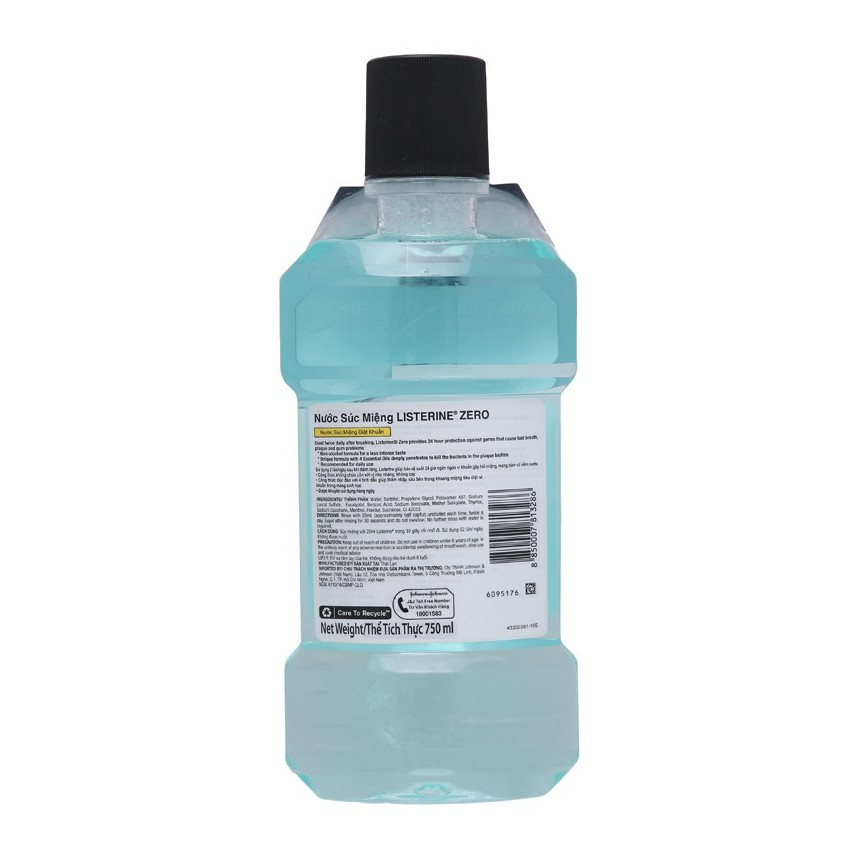 Nước súc miệng diệt khuẩn Listerine Zero 750ml