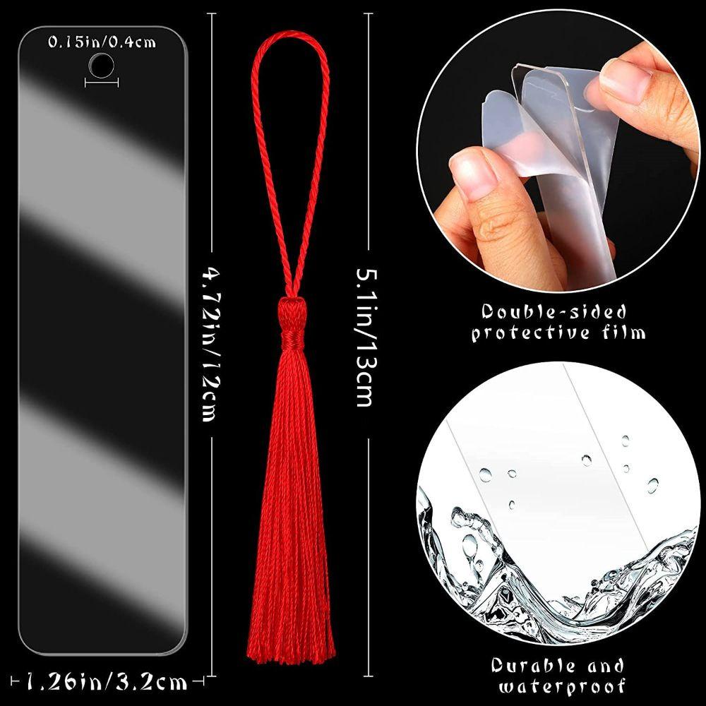 Set 15 Thẻ Đánh Dấu Trang Sách DIY Trong Suốt Có Tua Rua