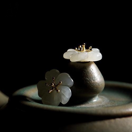 Bông Tai Mạ Bạc 925 Đính Đá Ngọc Bích Trắng Sang Trọng Cho Nữ A7 S925