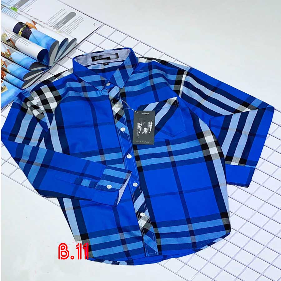 Áo sơ mi tay dài xọc carô BURBERRY size đại xuất khẩu thời trang cho bé trai & bố 2022 siêu hot