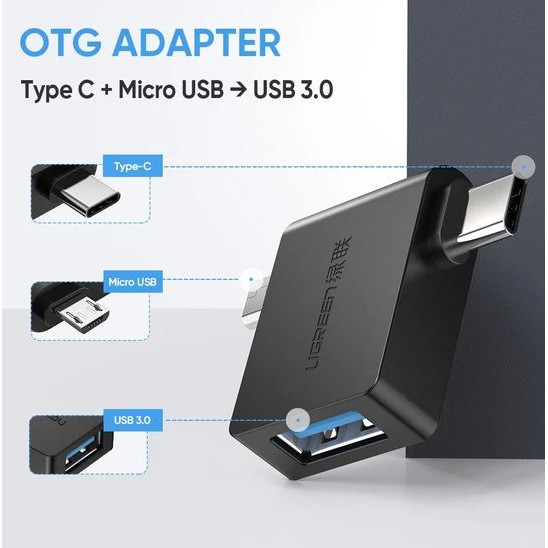 Đầu chuyển Micro USB / USB-C OTG sang USB 3.0 Ugreen 30453