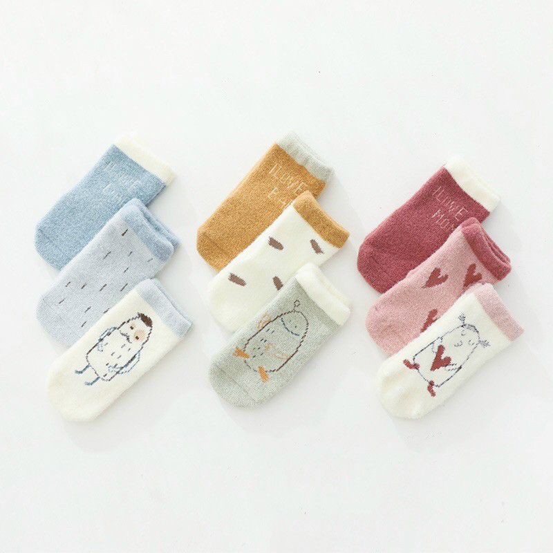 Set 3 đôi tất xù xuất Hàn mùa đông cho bé