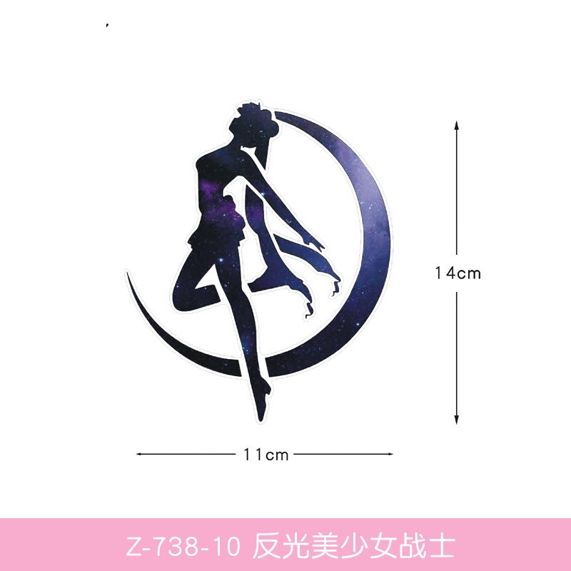Đề Can Phản Quang Chống Nước Hình Thủy Thủ Mặt Trăng Dễ Thương Trang Trí Xe Hơi Xe Máy