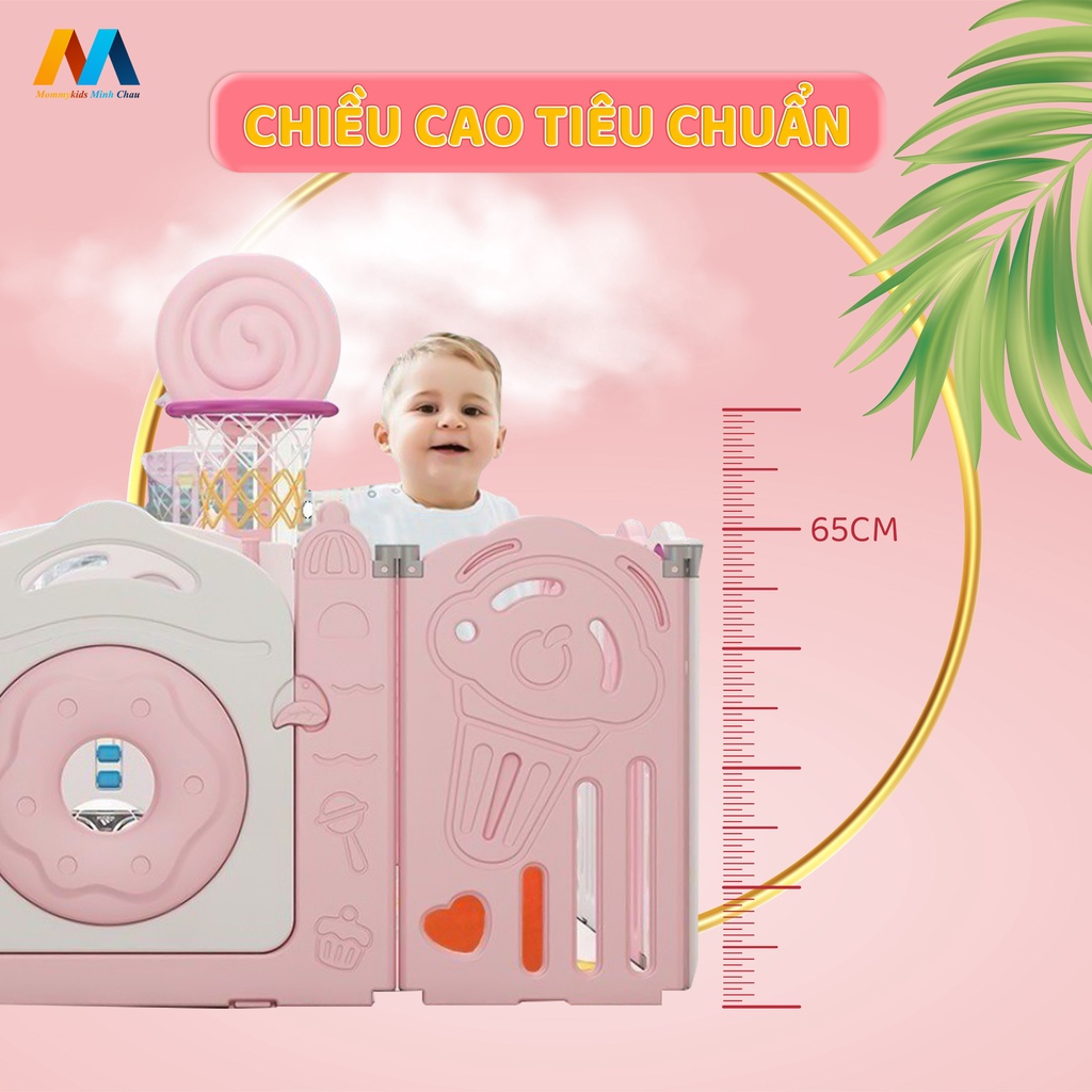 Quây cũi nhựa MommyKids Minh Chau , gấp gọn tặng kèm thảm và 100 bóng