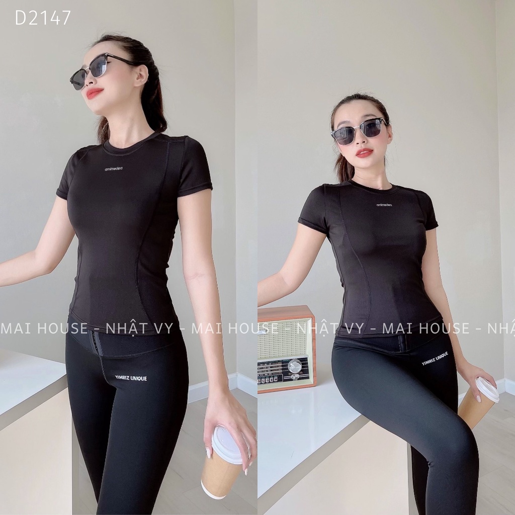 Quần Legging Nữ NHẬT VY Lưng Cao Phối Đai Điều Chỉnh Màu Đen – D2146