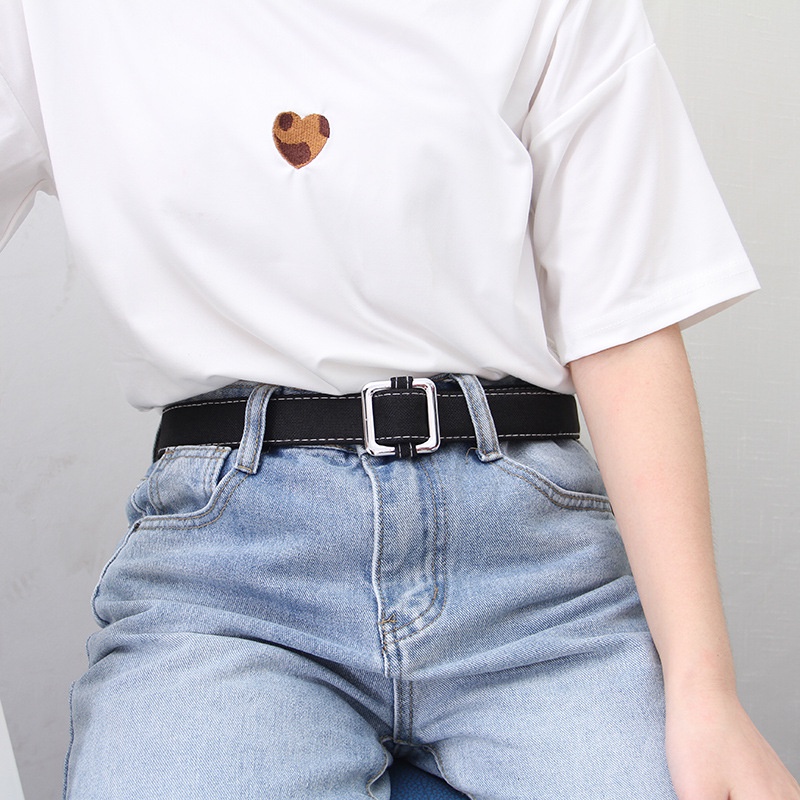 Thắt Lưng Vải Denim Không Đục Lỗ Đơn Giản Thời Trang Phong Cách Hàn Quốc Cho Nữ