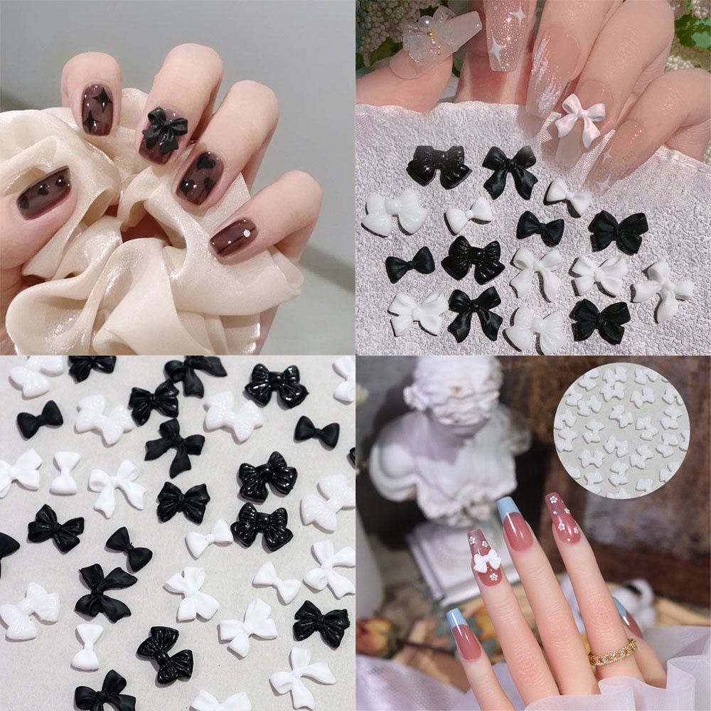 Set 50 phụ kiện đính móng trang trí xinh xắn hình nơ