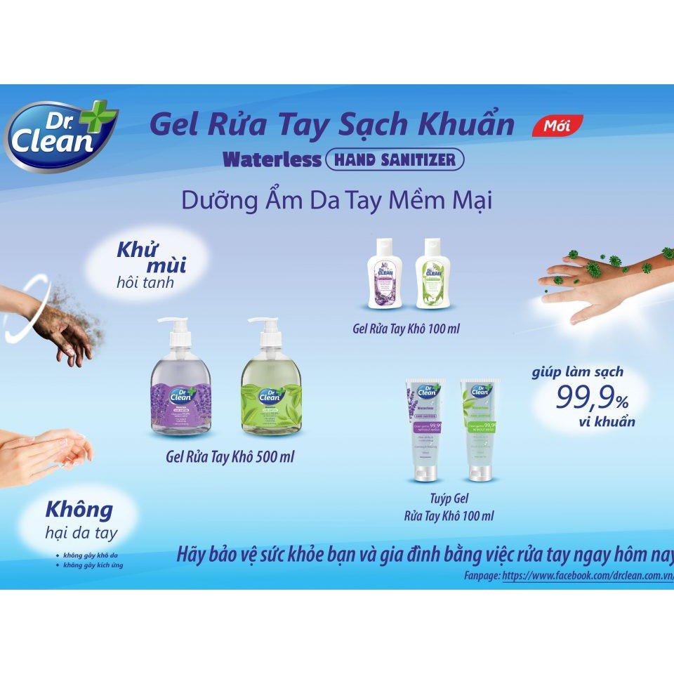 Tuýp gel rửa tay khô DR.CLEAN hương Trà Xanh và  lavender 100ml | BigBuy360 - bigbuy360.vn