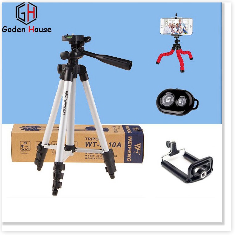 ✔️✔️✔️ Chân máy ảnh Goden House cao cấp, tripod điện thoại giá rẻ tặng kèm kẹp điện thoại