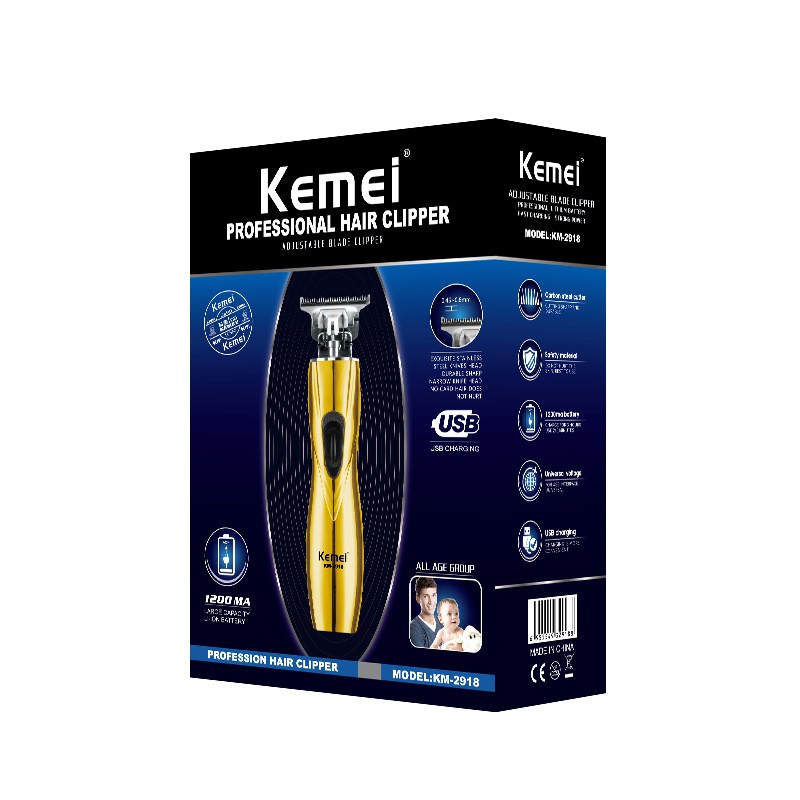 Tông Đơ Kemei Slimline Pro Lưỡi Dao Chữ T Giúp Cạo Sát SIêu Nhẹ D8 Thiết Kế Không / Có Dây Sử Dụng Pin Lithium Ion