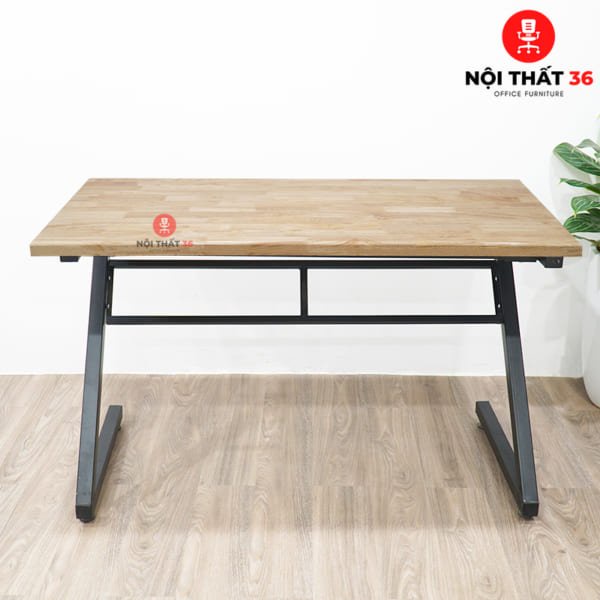 Bàn Chân Sắt Chữ Z Mặt bàn Gỗ Cao Su 60 x 120 cm Chống Nước, Bàn Ăn, Làm Việc, Học Sinh, Văn Phòng