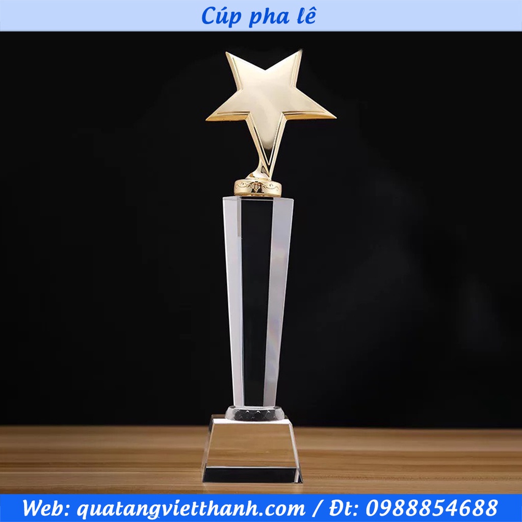 Cúp pha lê sao kim loại